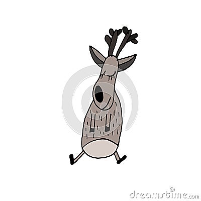Doodle deer. Naive style. Christmas deer. Stock Photo